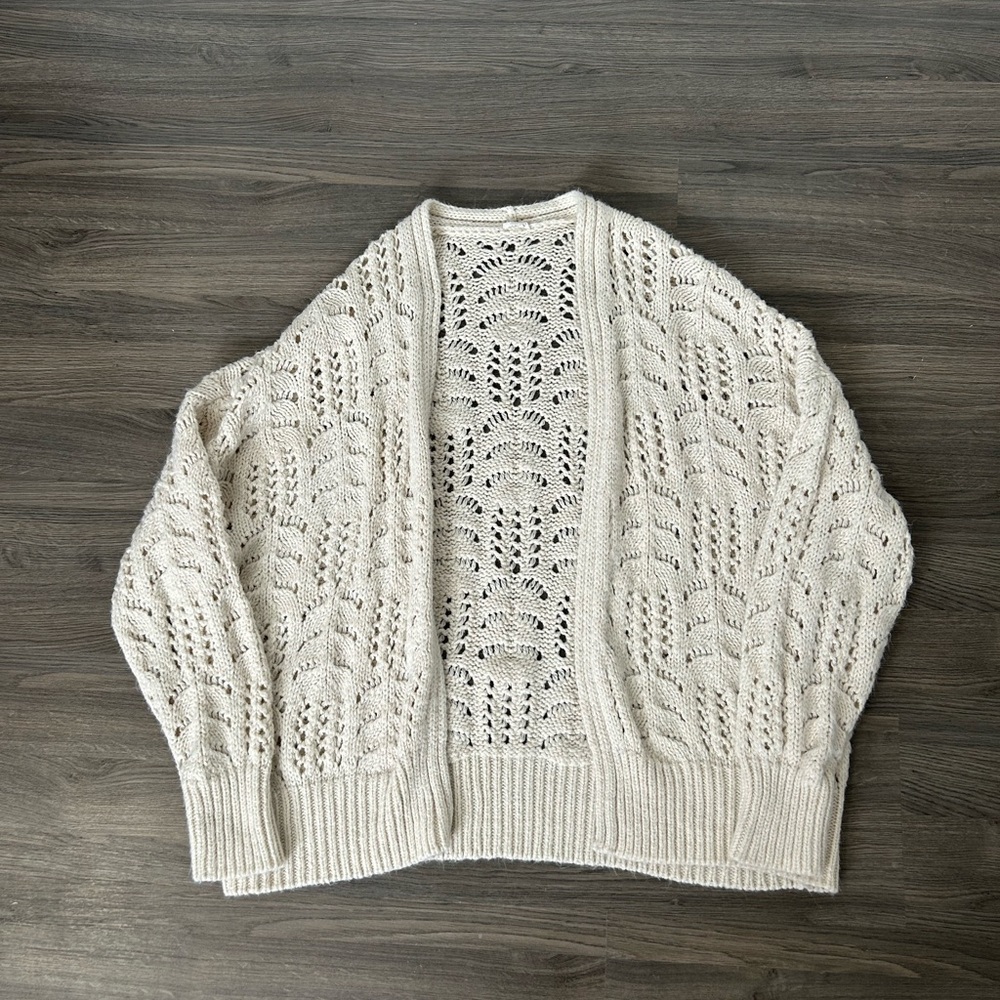 Classic Garage Cream Open-Knit Slouchy Cardigan